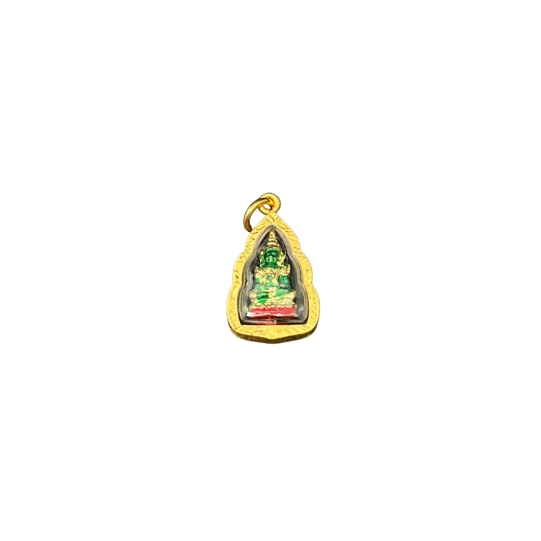 Pendentif traditionnel amulette Bouddha Emeraude en posture Dhyana Mudra