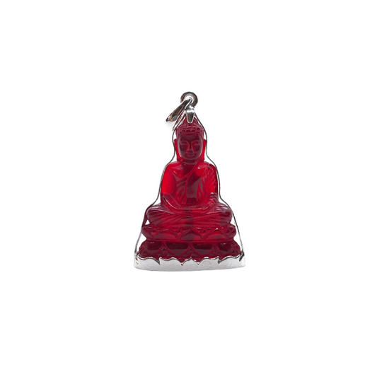 Pendentif bouddha position Dhyana mudra en cristal rouge